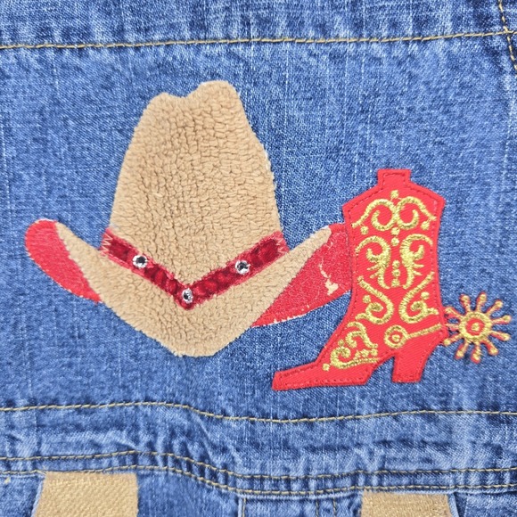 Vintage Bon Bon USA Girl's 4T Overalls Denim Blue 100% Cotton Cowgirl‎ Western - Picture 7 of 10